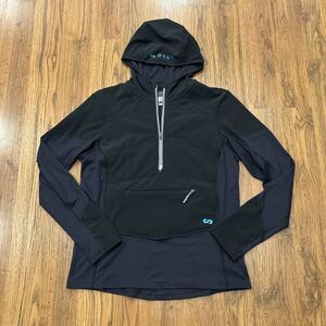Oros Jacket Womens Medium Hoodie Black Solarcore 1/4 Zip Pockets Insulated